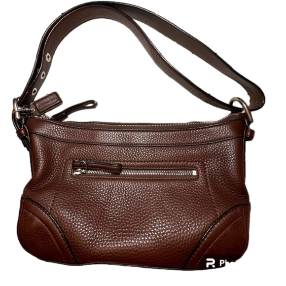 Coach bag | EUC | convertible strap | brown pebbled leather w/maroon inside - Picture 2 of 6